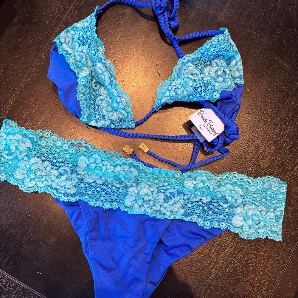 Beach Bunny Blue and Aqua Lace Bikini
